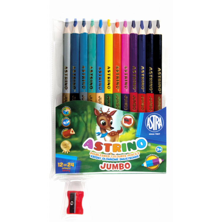 Kredki jumbo ołówkowe dwustronne Astrino1224 kolory Kredki jumbo ołówkowe dwustronne Astrino1224 kolory