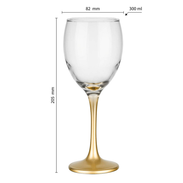 Kieliszki do wina 300 ml Glasmark komplet 6szt złota nóżka