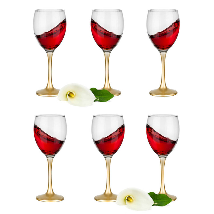 Kieliszki do wina 300 ml Glasmark komplet 6szt złota nóżka