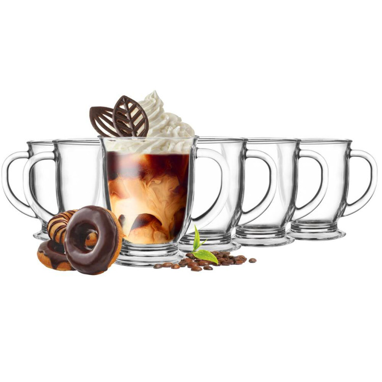 Szklanka z uchem do kawy herbaty drinków deserów 400 ml kubas