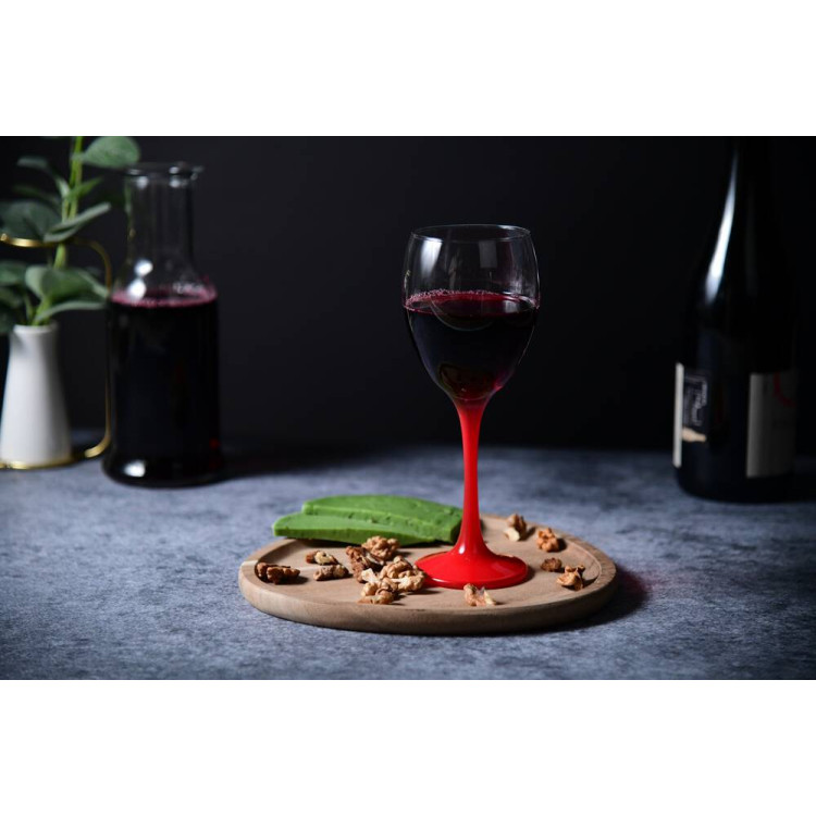Kieliszki do wina 300 ml Glasmark komplet 6szt czerwona nóżka