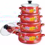 Garnki emaliowane Klausberg KB 7170  zestaw garnków emaliowane garnek GAZ emalia Czerwone