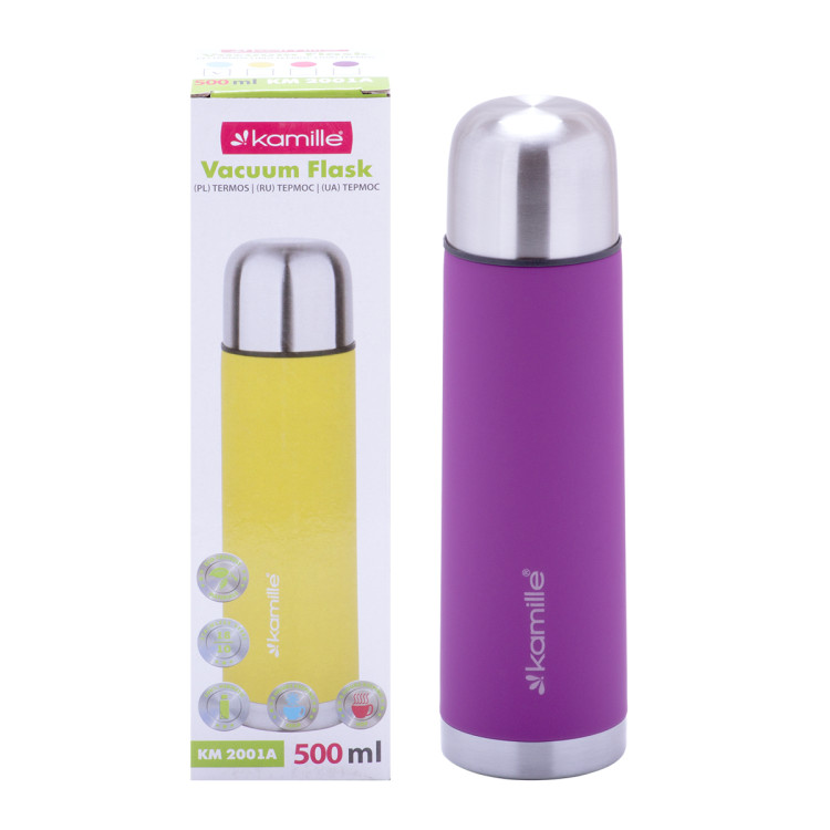 Termos podróżny 500 ml kubek termiczny fioletowy KM 2001A Kamille Termos podróżny 500 ml kubek termiczny fioletowy KM 2001A Kamille