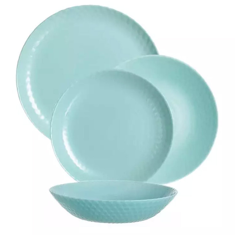 Serwis obiadowy Pampillo Luminarc 18 elementów turkus talerze dla 6 osób