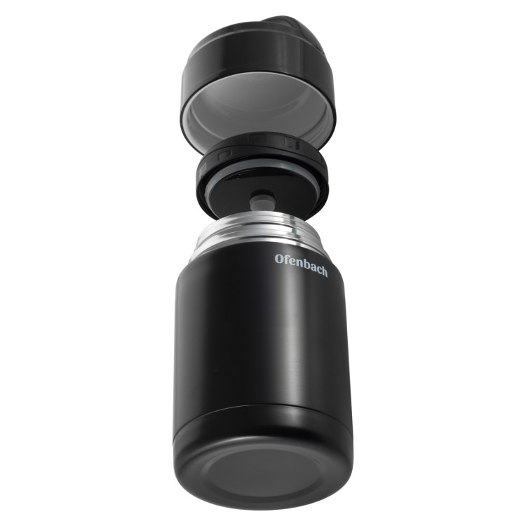 Termos próżniowy Ofenbach 101302 bidon 800 ml czarny kubek z uchwytem