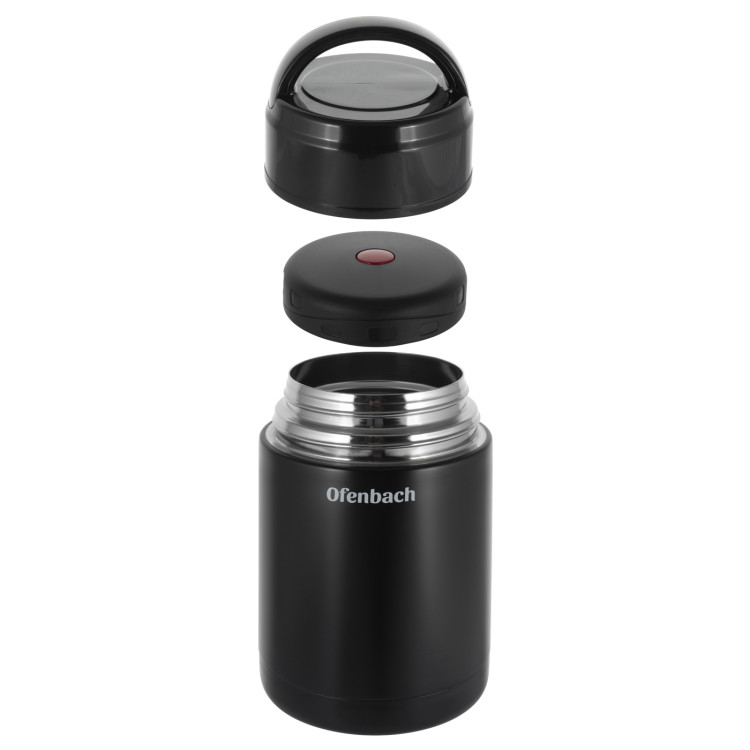 Termos próżniowy Ofenbach 101302 bidon 800 ml czarny kubek z uchwytem