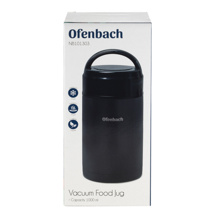 Termos próżniowy Ofenbach 101302 bidon 800 ml czarny kubek z uchwytem Termos próżniowy Ofenbach 101302 bidon 800 ml czarny kubek z uchwytem