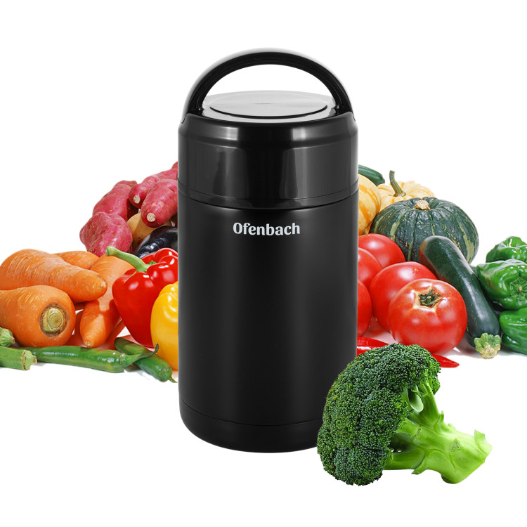 Termos próżniowy Ofenbach 101302 bidon 800 ml czarny kubek z uchwytem Termos próżniowy Ofenbach 101302 bidon 800 ml czarny kubek z uchwytem