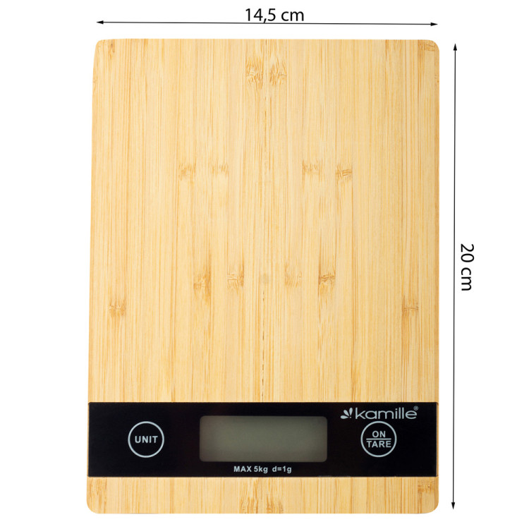 Waga kuchenna elektroniczna drewniana z wyświetlaczem LCD KM 7106 Kamille Waga kuchenna elektroniczna drewniana z wyświetlaczem LCD KM 7106 Kamille