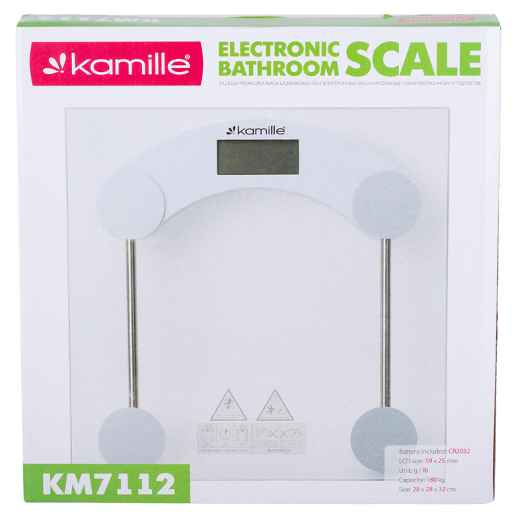 Waga łazienkowa elektroniczna szklana z wyświetlaczem LCD KM 7112 Kamille Waga łazienkowa elektroniczna szklana z wyświetlaczem LCD KM 7112 Kamille