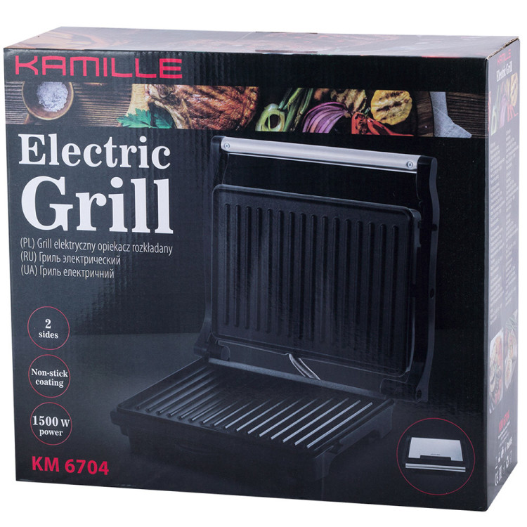 Grill elektryczny 1500W opiekacz rozkładany toster KM 6705 Kamille Grill elektryczny 1500W opiekacz rozkładany toster KM 6705 Kamille