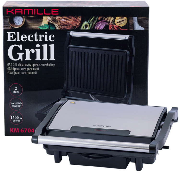 Grill elektryczny 1500W opiekacz rozkładany toster KM 6705 Kamille Grill elektryczny 1500W opiekacz rozkładany toster KM 6705 Kamille