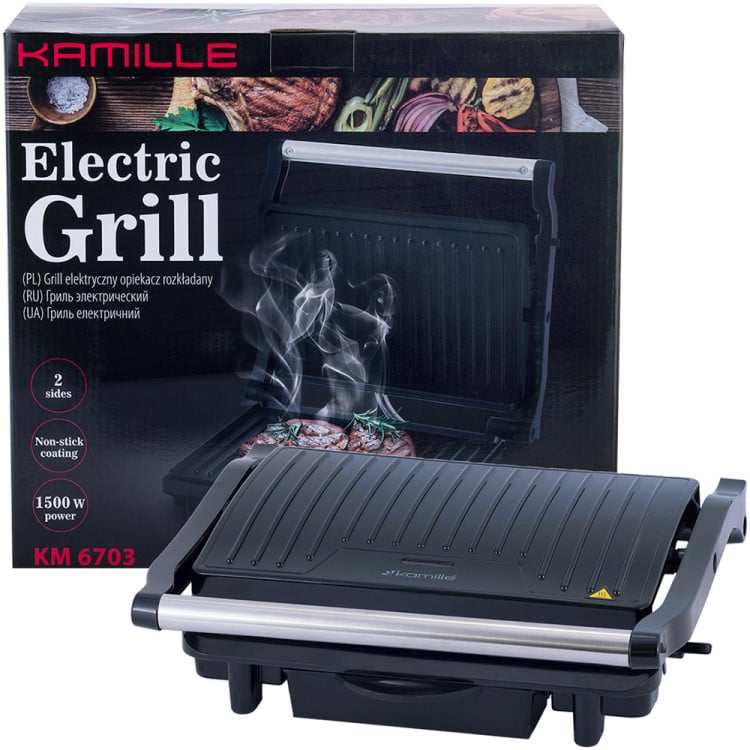Grill elektryczny 1500W opiekacz składany toster KM 6703 Kamille Grill elektryczny 1500W opiekacz składany toster KM 6703 Kamille