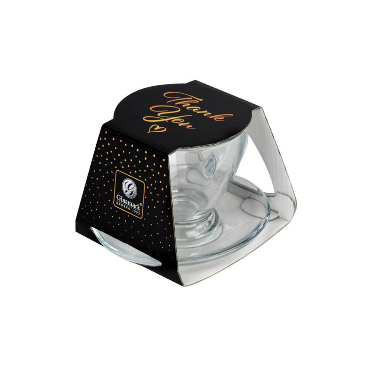 Serwis kawowy szklany na 6 osób Glasmark Roma zestaw 6 filiżanek ze spodkami + łyżeczki Serwis kawowy szklany na 6 osób Glasmark Roma zestaw 6 filiżanek ze spodkami + łyżeczki