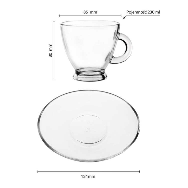 Serwis kawowy szklany na 6 osób Glasmark Roma zestaw 6 filiżanek ze spodkami + łyżeczki Serwis kawowy szklany na 6 osób Glasmark Roma zestaw 6 filiżanek ze spodkami + łyżeczki