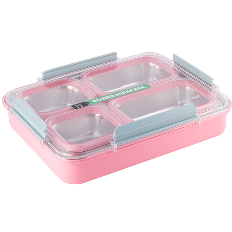 Pojemnik obiadowy z pokrywką 1800ml do przechowywania żywności różowy lunchbox KM 2147 Kamille Pojemnik obiadowy z pokrywką 1800ml do przechowywania żywności różowy lunchbox KM 2147 Kamille