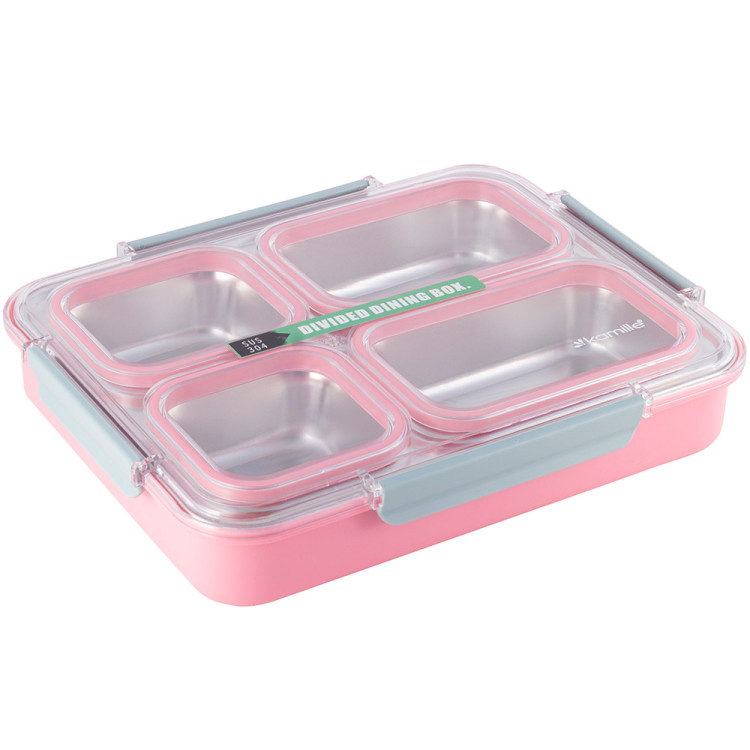 Pojemnik obiadowy z pokrywką 1800ml do przechowywania żywności różowy lunchbox KM 2147 Kamille Pojemnik obiadowy z pokrywką 1800ml do przechowywania żywności różowy lunchbox KM 2147 Kamille