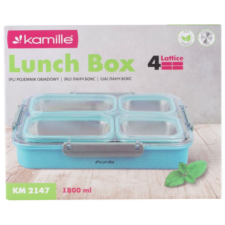 Pojemnik obiadowy z pokrywką 1800ml do przechowywania żywności różowy lunchbox KM 2147 Kamille Pojemnik obiadowy z pokrywką 1800ml do przechowywania żywności różowy lunchbox KM 2147 Kamille