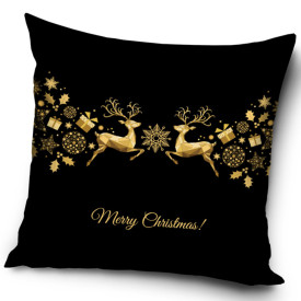 Poszewka świąteczna 40x40 na poduszkę jaśka realistyczny wzór Renifery złote