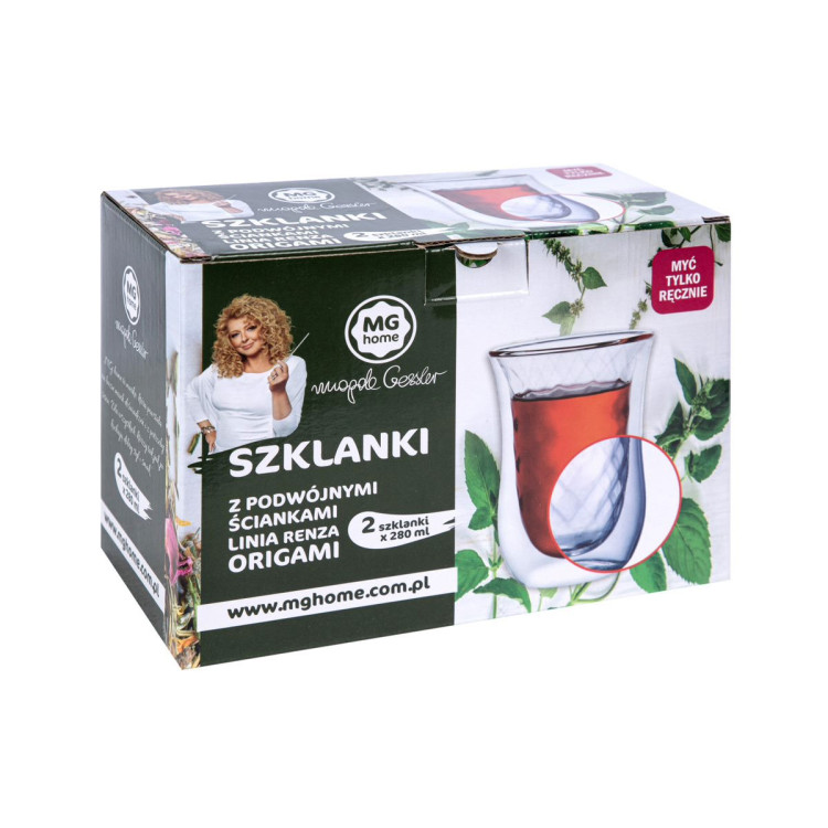 Szklanki termiczne 280 ml pucharki Renza Origami komplet 6 szt MG Home