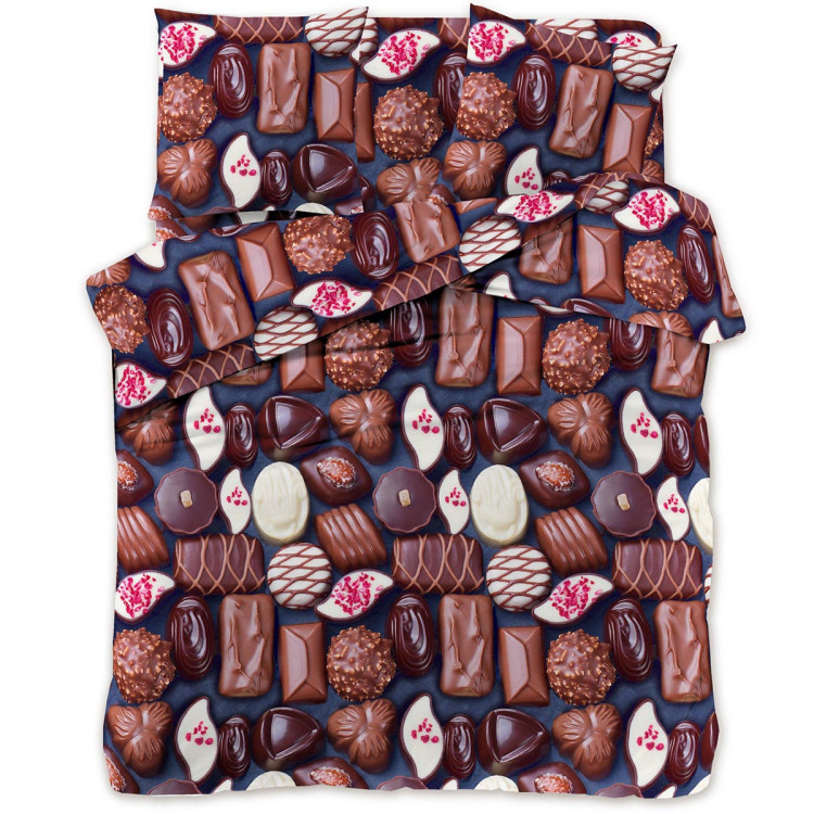 Pościel 200x220 bawełna satynowa 3D Cotton World gruba 3 części 2420 czekoladki