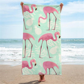 Ręcznik plażowy 70x150 gruby chłonny mikrofibra flamingi wz29