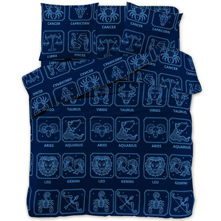 Pościel 140x200 bawełna satynowa 3D Cotton World gruba 2 części 2429 znaki zodiaku