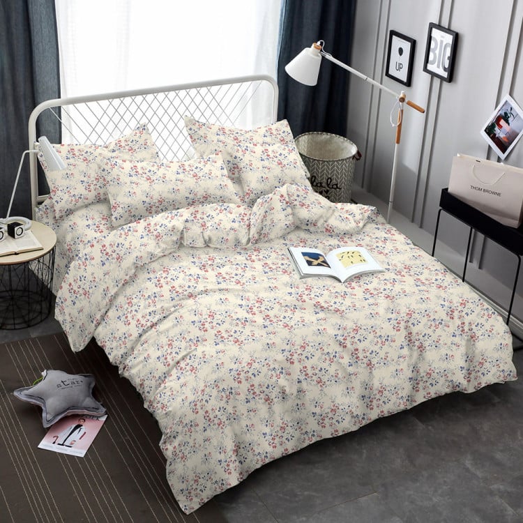 Pościel 200x220 bawełna satynowa 3D Cotton World gruba 3 części 2439 kwiatuszki