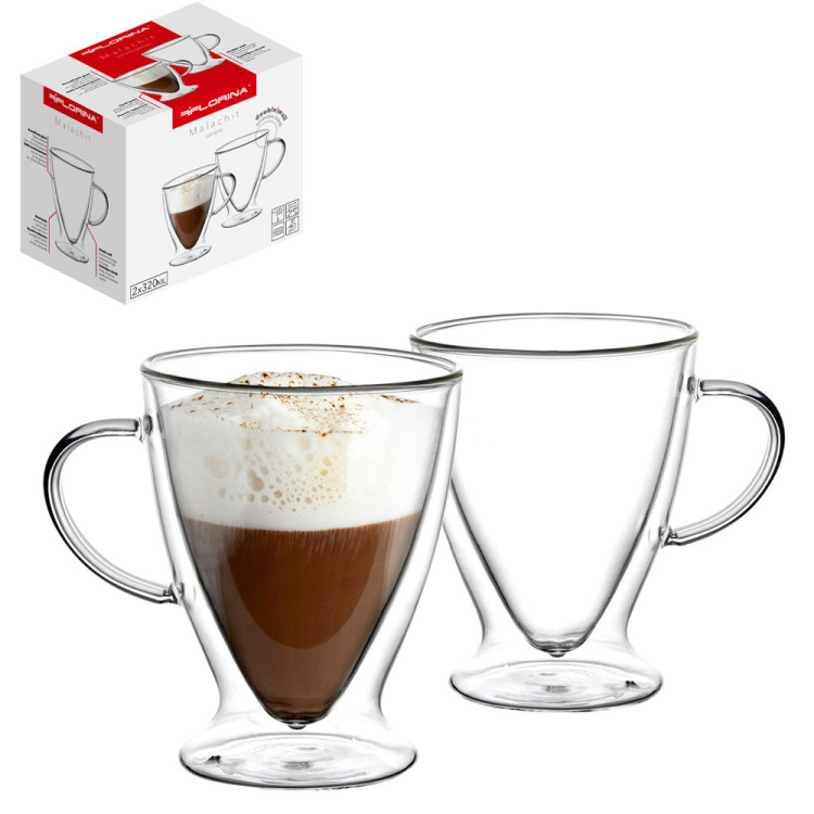 Szklanki termiczne z uchem Florina Malachit 320 ml zestaw 2 sztuki