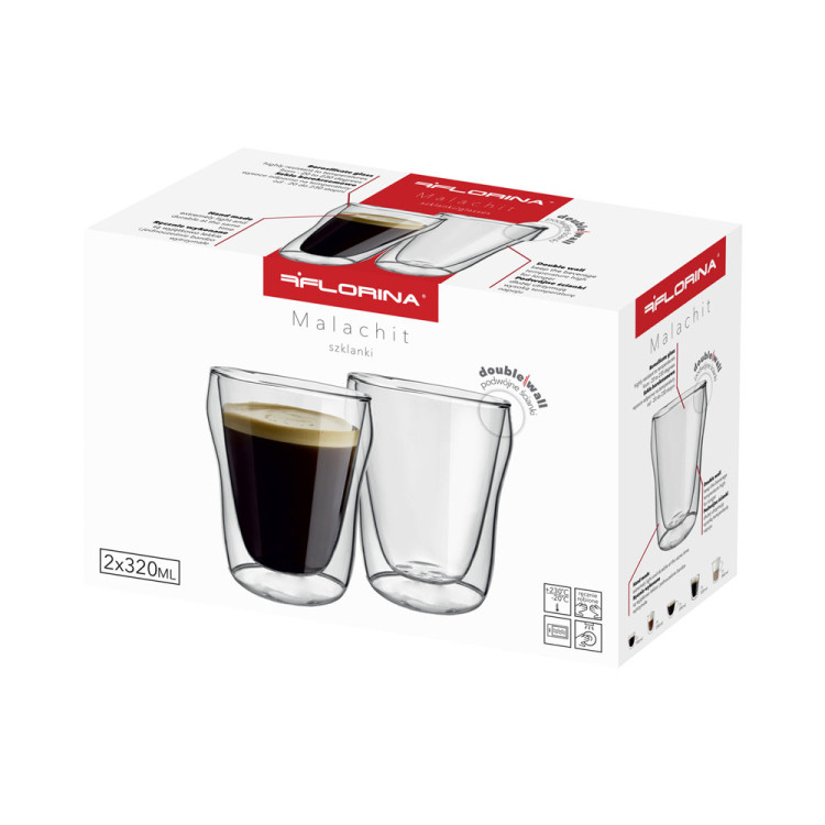 Szklanki termiczne Malachit 300 ml zestaw 6 szklanek