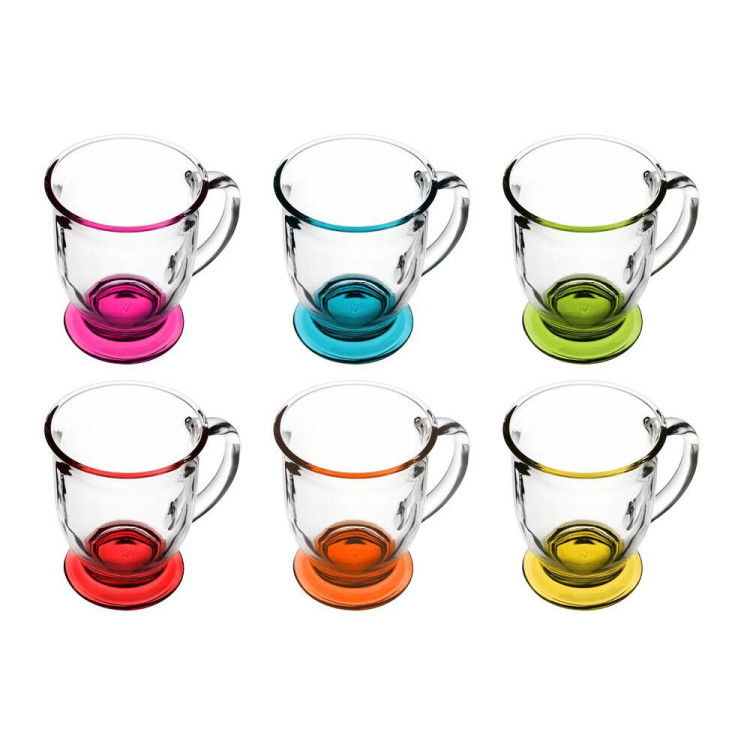 Kubki z uchem Kubas Glasmark kolorowe dno 400 ml zestaw 6 kubków