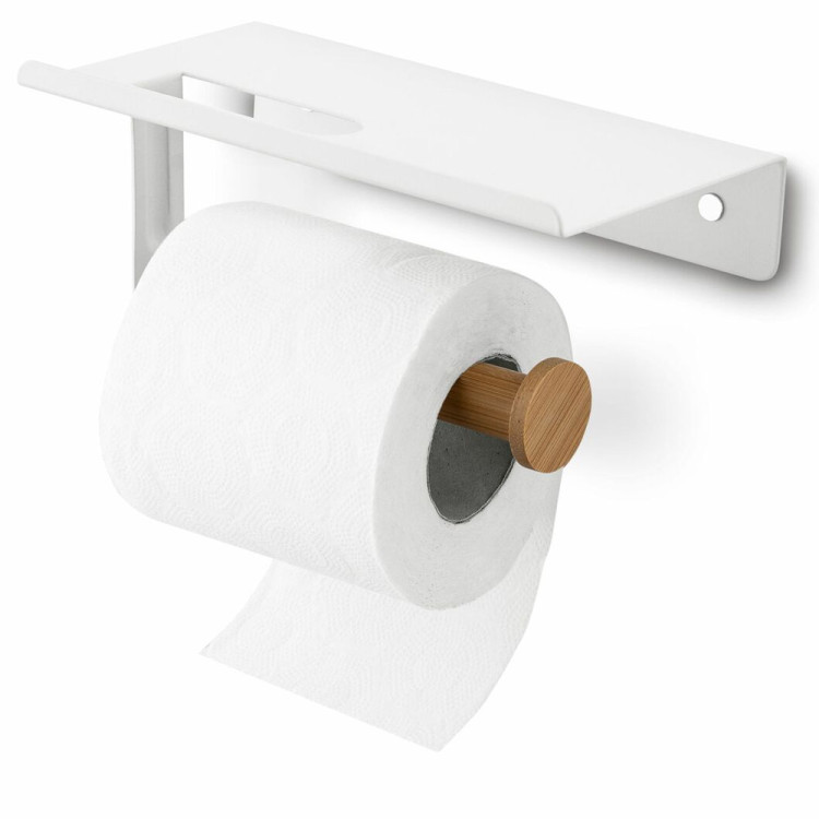 Uchwyt wieszak łazienkowy na papier toaletowy Tadar Wood biały
