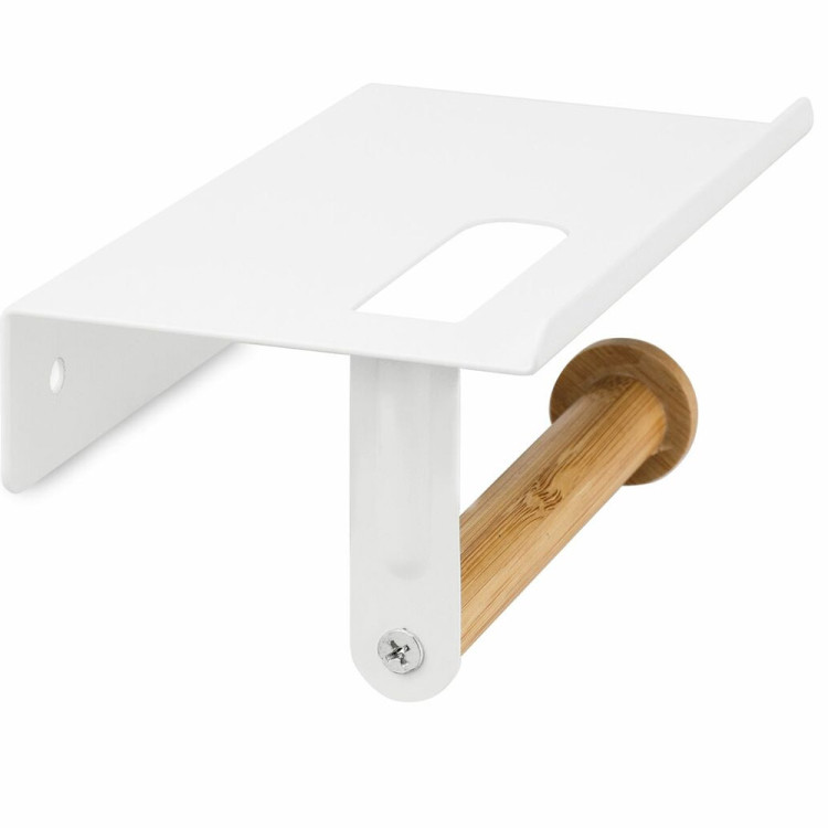 Uchwyt wieszak łazienkowy na papier toaletowy Tadar Wood biały