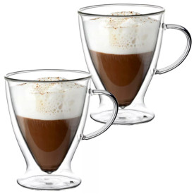 Zestaw 2 szklanek termicznych 300 ml stożek do kawy latte RENZA MGHOME