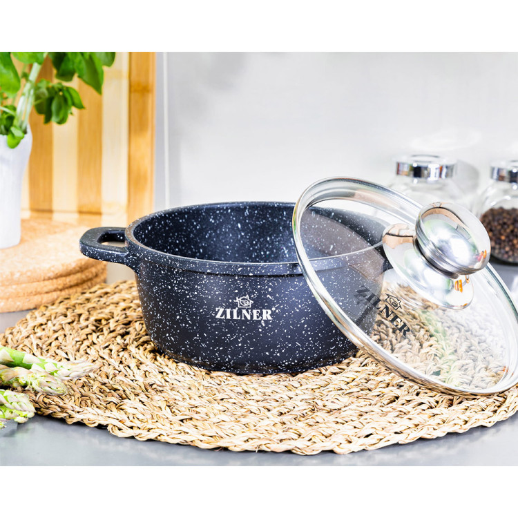 Garnek marmurowy z pokrywką Zilner ZL 9003 2.3L na indukcję 20 cm