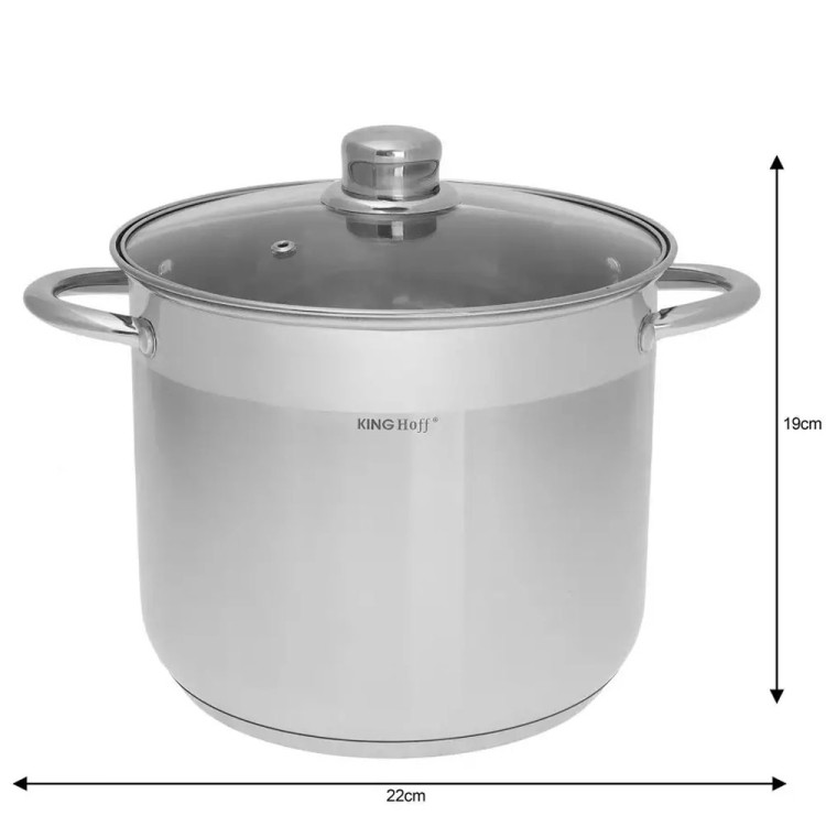 Garnki zestaw 3 dużych garnków stalowych 18/20/22 KINGHoff KH 4309 Gaz Indukcja 4.1/5.6/7.2 litra