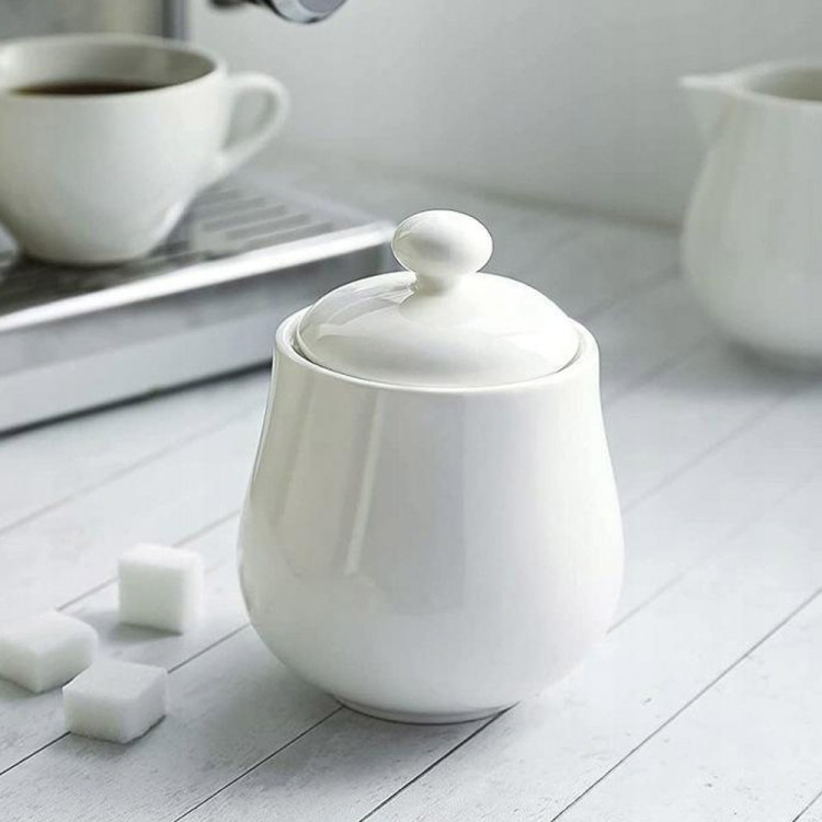 Zestaw cukiernica i mlecznik porcelana Bianco dzbanuszek na mleko śmietankę