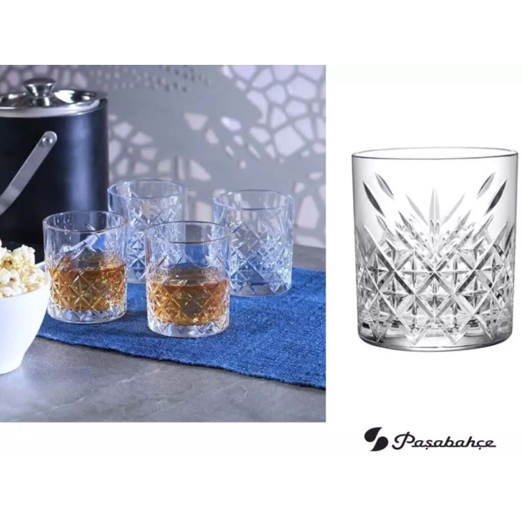 Szklanki do whisky szlifowane Pasabahce Timeless 355 ml zestaw 4 szklanek Szklanki do whisky szlifowane Pasabahce Timeless 355 ml zestaw 4 szklanek