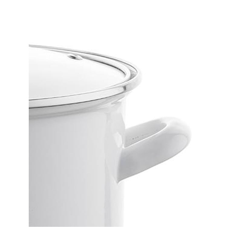 Garnek emaliowany 2 L prosty z pokrywką 16 cm Emalia Pleszew Arti