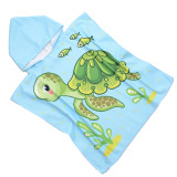Ręcznik plażowy dla dzieci 60x120 cm Cotton World poncho z kapturem chłonna mikrofibra żółw morski PD 100-B (1)