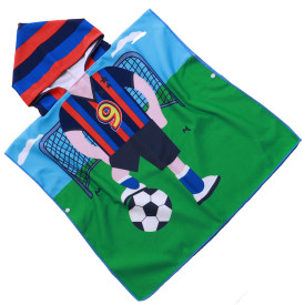 Ręcznik plażowy dla dzieci 60x120 cm Cotton World poncho z kapturem chłonna mikrofibra strój piłkarski PD 100-B (2)