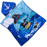 Ręcznik plażowy dla dzieci 60x120 cm Cotton World poncho z kapturem chłonna mikrofibra krokodyl pirat PD 100-B (7)