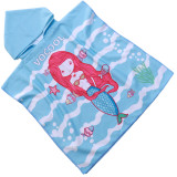 Ręcznik plażowy dla dzieci 60x120 cm Cotton World poncho z kapturem chłonna mikrofibra mała syrenka PD 100-B (12)