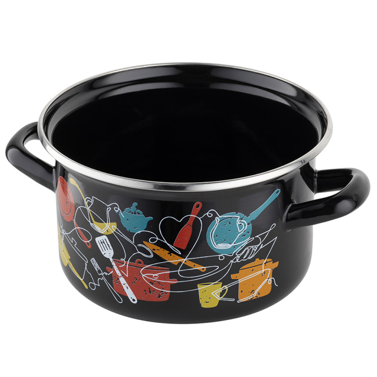 Garnek emaliowany 4,7 L prosty z pokrywką 22 cm Emalia Pleszew Malena