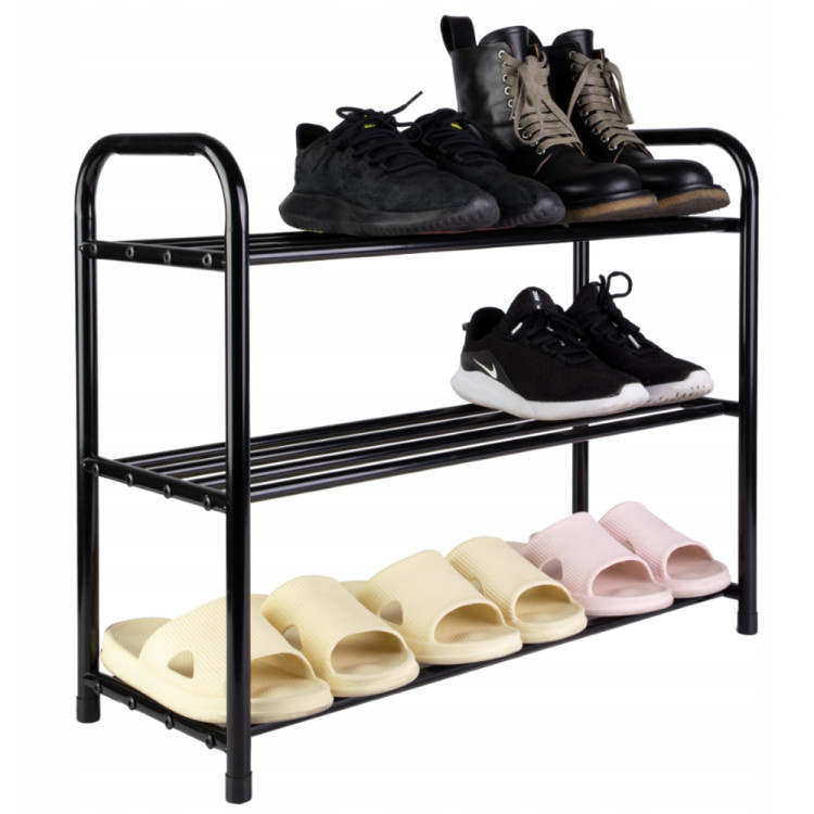 Półka na buty 65x26x52 cm metalowa czarna 3-poziomowa Elitehoff E 6251