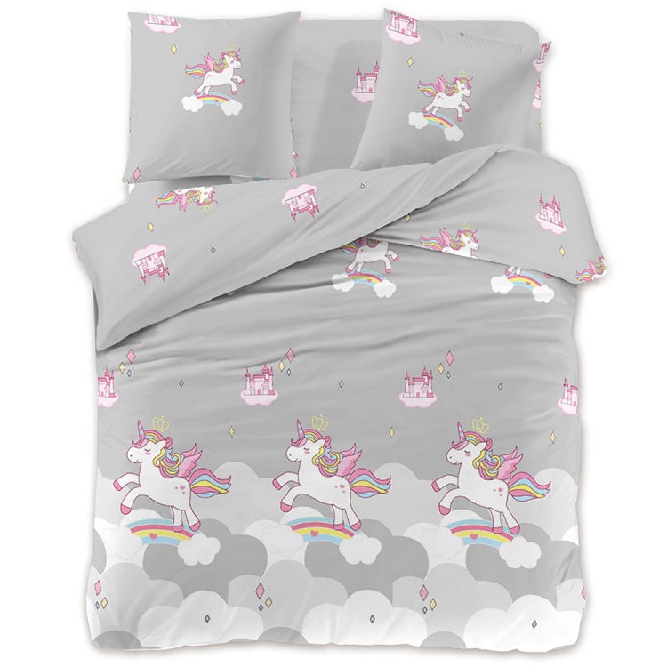 Pościel 160x200 dla dzieci bawełna satynowa 3D Cotton World gruba 3 części 2514 jednorożec