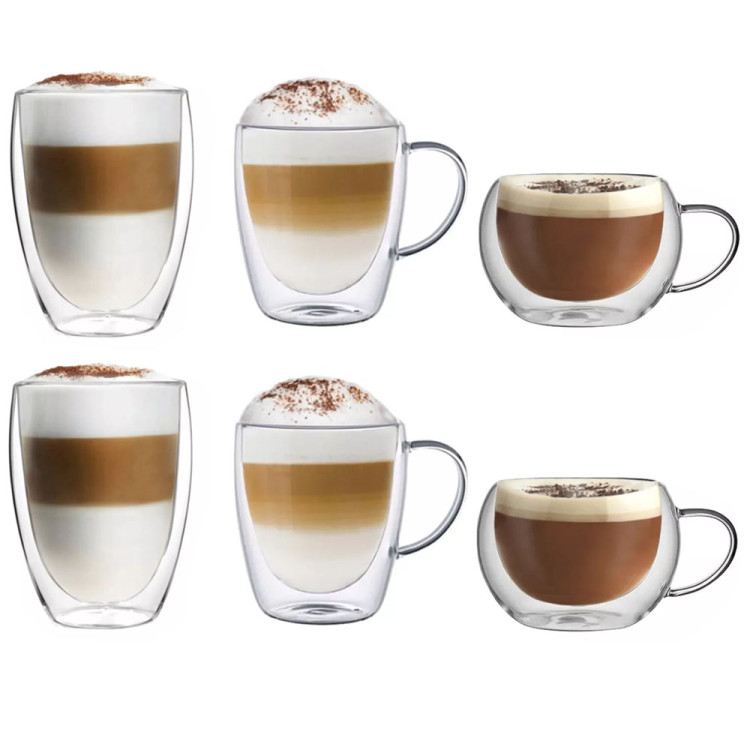 Szklanki termiczne do kawy latte 2x350 ml 2x300 ml oraz 2x270 ml MG Home Dolce zestaw 6 sztuk