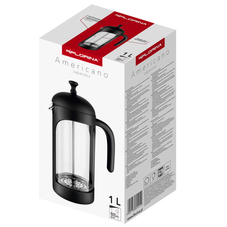 Szklany zaparzacz tłokowy do herbaty kawy ziół 350 ml Florina Americano