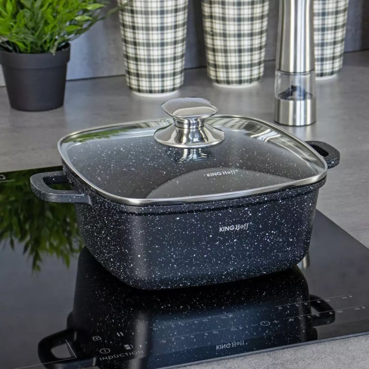 Garnek marmurkowy kwadratowy 5.5 l z pokrywką Kinghoff KH 1604 indukcja gaz