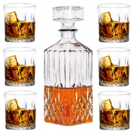 Zestaw do whisky karafka szklana 1000 ml + 6 grubych szklanek 280 ml